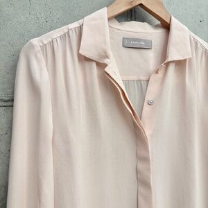 Everlane Silk Shirred Blouse, in Light Pink, Size 2